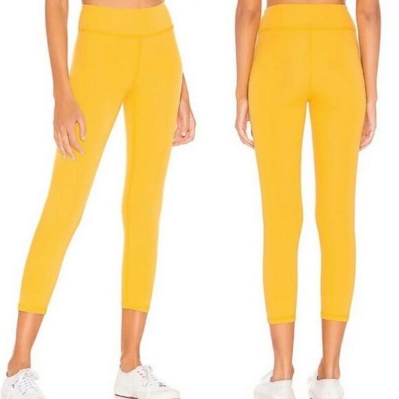 Revolve Lovewave Luka Yellow High Waist Crop Leggings Med NWTS - Picture 2 of 6